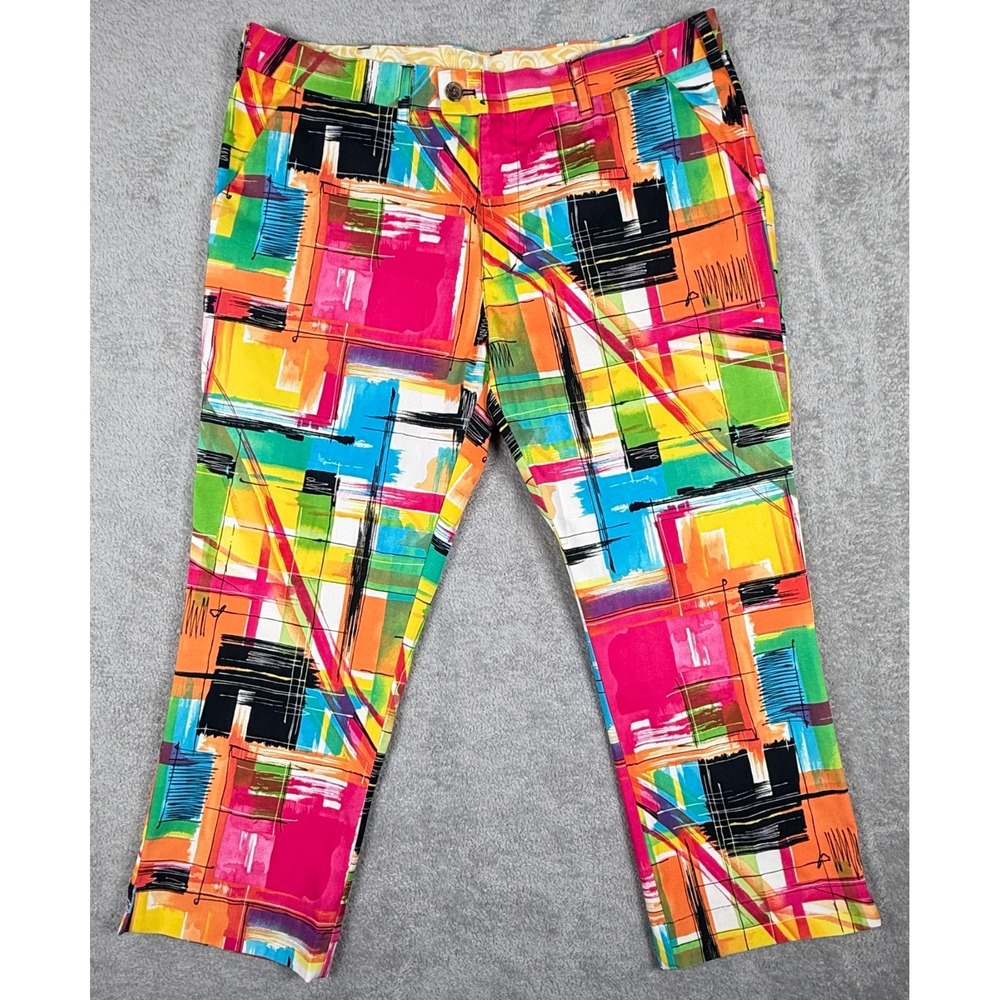 Loudmouth Golf Pants Mens 38x25 Multicolor Abstract Performance Tailored Hem